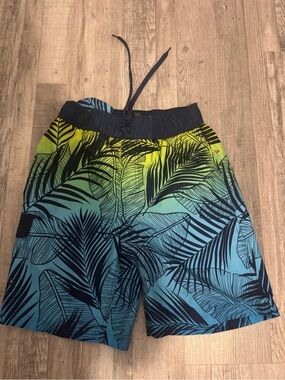 George Men's Black, Blue & Green Tropical Swim Athletic Shorts